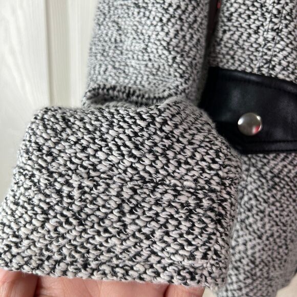 NWT Blanc Noir Women’s Long Sleeve Knitted Leather Jacket Size Small #650 - Picture 11 of 17